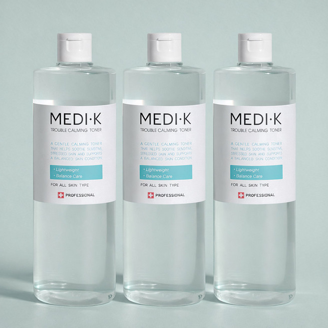 메디케이 트러블 카밍 토너 대용량 500ml 어성초 여드름 진정 수분 보습, 3개