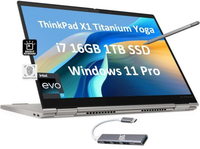 Lenovo 레노버 씽크패드 X1 타이타늄 요가 2-in-1 노트북 135인치 QHD 터치스크린 인텔 코어 i7 16GB 램 1TB SSD 프리시전 펜 디자이너 및 사진작가용