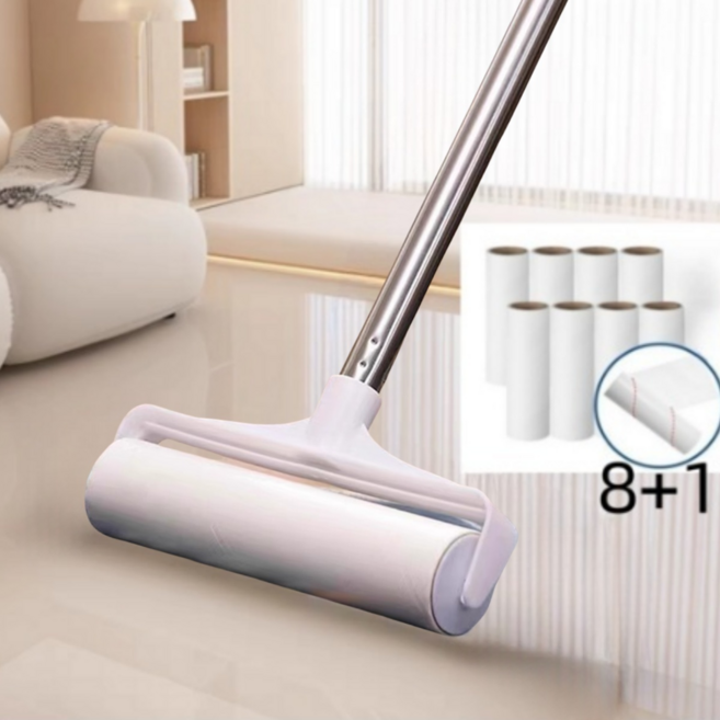 Niftynest 테이프클리너 돌돌이 길이조절 핸들 일반형 테이프 2단 핸들 + 리필 9개 24cm, 1세트