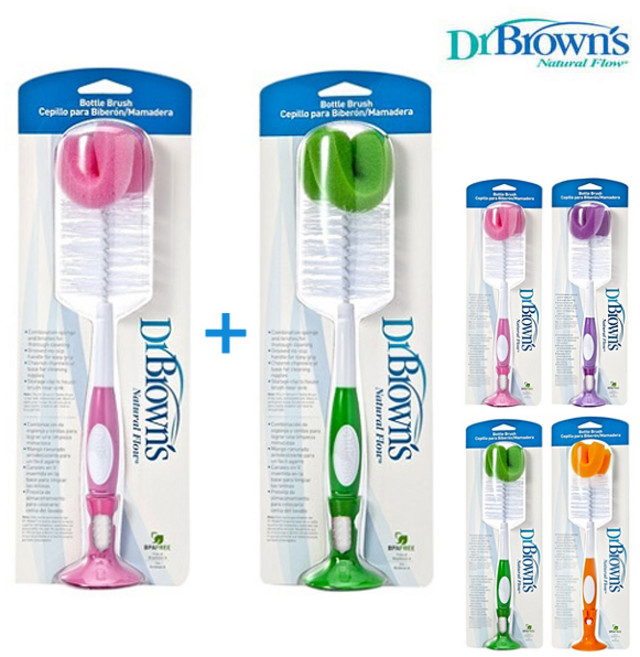 1+1 닥터브라운 젖병브러쉬 (총 2개) / 젖병솔 텀블러세척솔 거치대 편리 (색상랜덤발송)