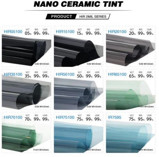 1mX4m IRR100% HD 나노 세라믹 자동차 필름 고열 저항 앞뒤 태양 보호 창문 스티커, 05 HIR35100
