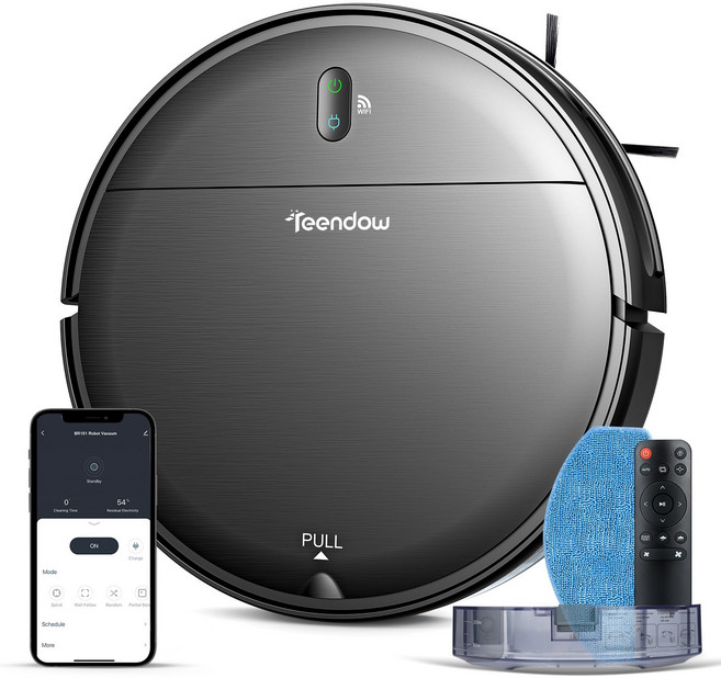 (최신버전) 틴도우 스마트 물걸레 로봇청소기+1년보증, 블랙, BR151