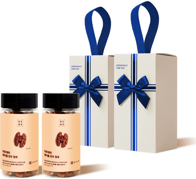 감사모아 호두정과 답례품 호두강정 결혼 조문 선물세트 140g 감사카드 포함 아이보리, 2개