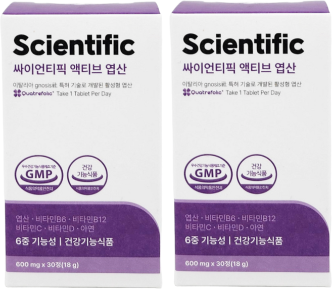 싸이언티픽 액티브 엽산, 2개, 30정