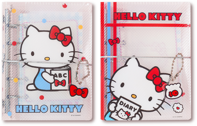 리리월드 산리오 정품 귀여운 헬로 키티 미니 6공 다이어리 2종 세트, 2개, 혼합색상