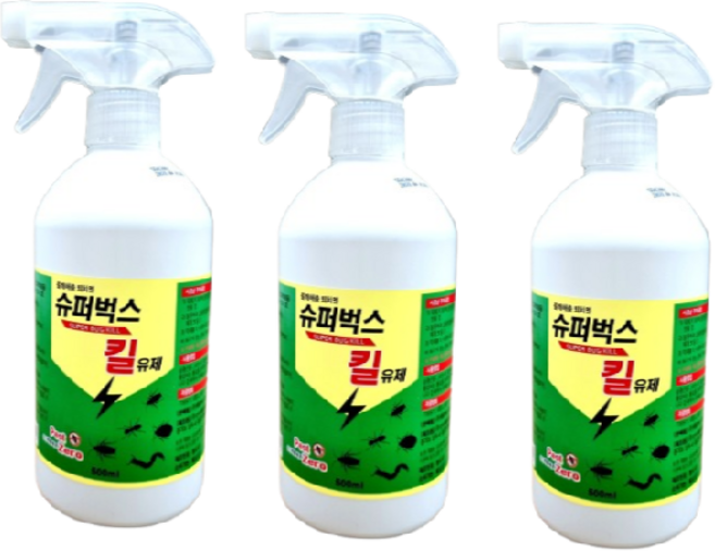 강력살충제 슈퍼벅스킬500ml 노래기 지네 거미 개미 바퀴벌레 빈대약 파리 모기 털진드기 방역살충제 비오델타, 3개