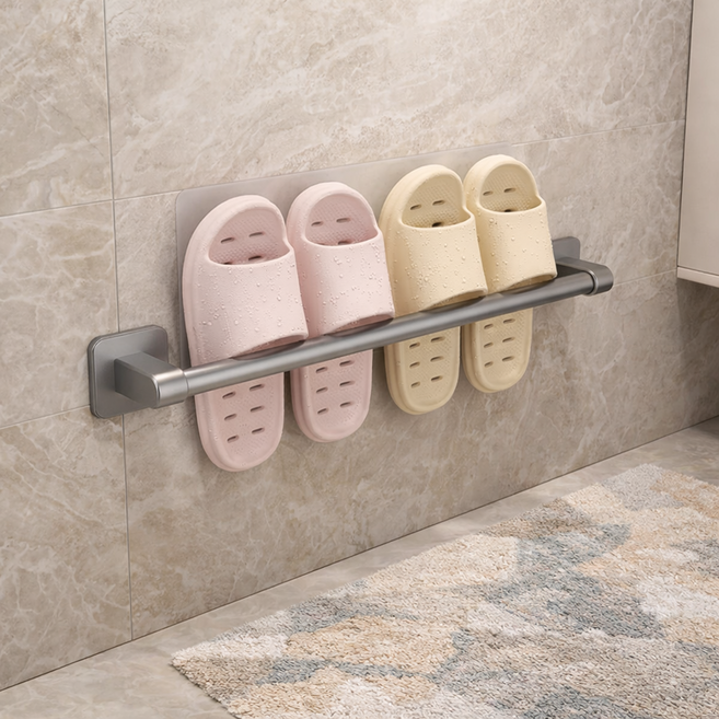 Tassy 무타공 현관실내화걸이 부착 다용도 거치대, 1개, 메탈그레이 49cm