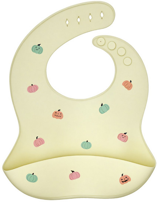 리틀그립 프리미엄 유아 올 실리콘 턱받이, 1개, 1개입, 크림호박
