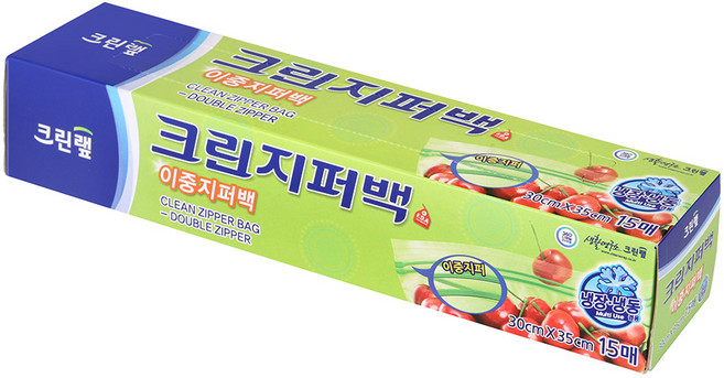 크린랩 이중 지퍼백 미니/소/대/특대 4개 세트 크린랲