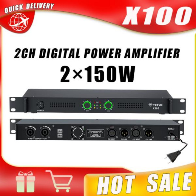 Teyun 8Ω 150W 사운드 오디오 앰프 2채널 XLR 메탈 홈 디지털 파워 앰프 (가족 극장 노래방 파티 소규, 01 EU PLUG, 01 220V