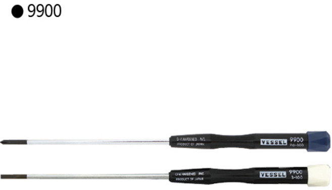 베셀 정밀 드라이버 9900 굵기3mm 날장100mm 일자형 십자형(+ -)선택 일제/일본산, 1개