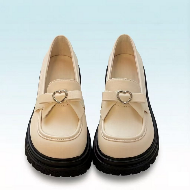 Makone 여성 슈즈 리본포인트 통굽 단화 큐티 캠퍼스핏 데일리 로퍼