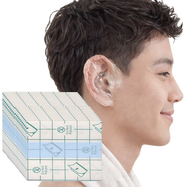 성인 귀 방수 스티커 커버 귀마개 샤워 커버 귀물방지캡 귀방수캡 이어캡, 20개, 코튼면 미부착 특대형 사각