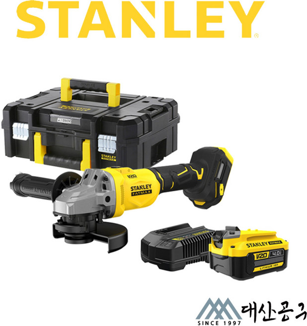 스탠리 SBG710M1T 충전 그라인더 20V MAX 4.0Ah 배터리 1팩 125mm 슬라이드 스위치 M10 스핀들 브러쉬리스 무선