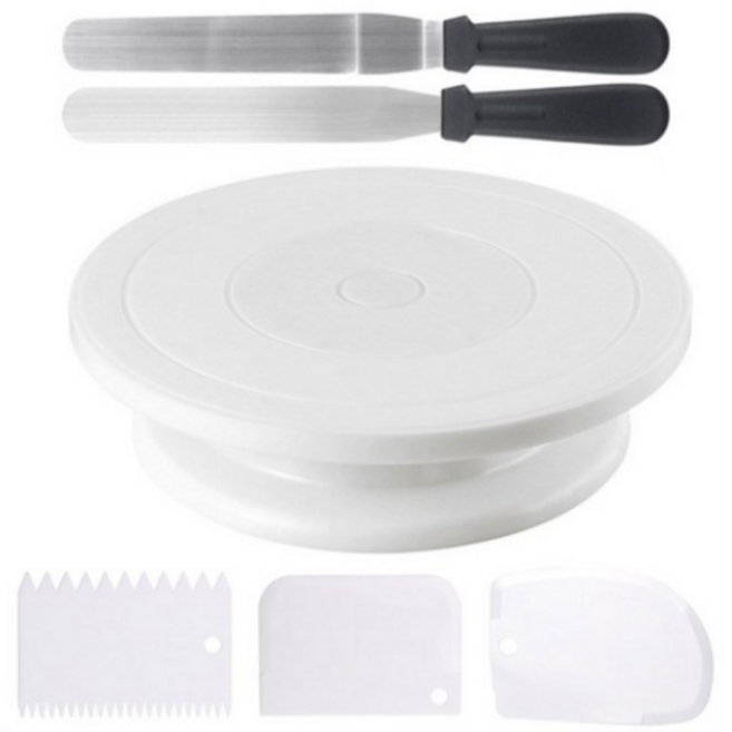 이홈베이킹 케익돌림판 + 스페츌러 2p + 스크레이퍼 3종 세트, 2세트