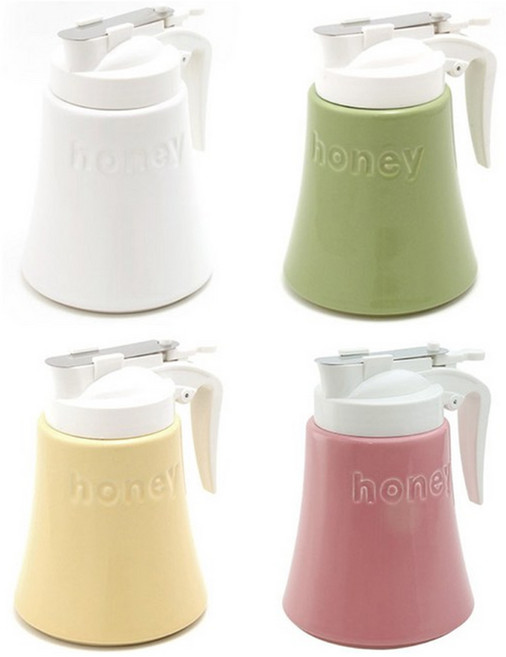 허니 디스펜서 도자기 세라믹 꿀보관 꿀병 시럽 디스펜서, 바나나, 1개