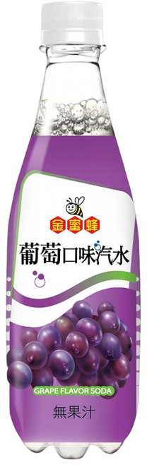 金蜜蜂 葡萄口味汽水 無果汁, 24個, 500ml