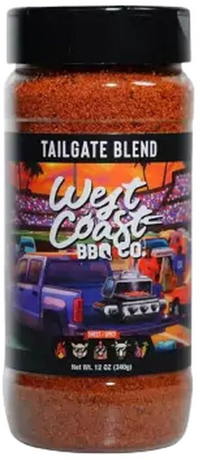 웨스트 코스트 BBQ Co 테일게이트 블렌드 달콤하고 매콤한 문지르기 12온스, 1개, 12g