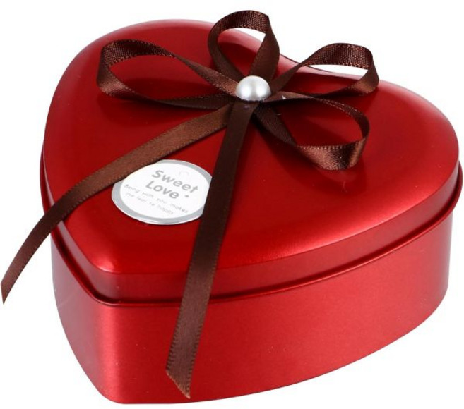 하트 모양 양철 사탕 상자 빨간색 쿠키 리본 뚜껑 겹쳐 쌓을 수 있는 틴 케이스 결혼식 발렌타인데이 파티 초콜릿 장식용, 하트 모양 양철 사탕 상자, 빨간색 쿠키 리본 뚜껑,