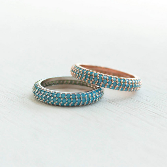 라퐁텐 솔티드링 브라스 터키석 반지 가드링 테니스 반지