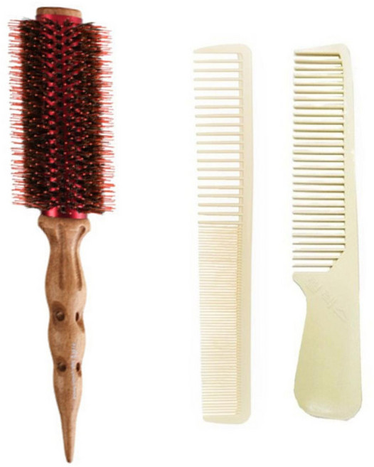 차미오 깡포킹 열판 드라이롤빗 헤어 깡윙클 롤브러쉬 + 커트빗, 1개, 7호(63mm)