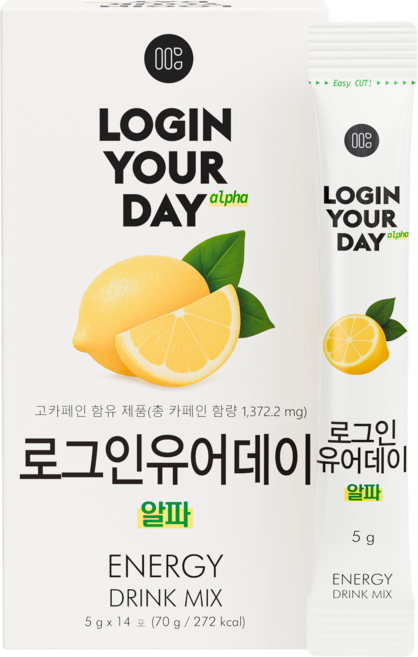 로그인유어데이 알파 고카페인 에너지파우더 분말스틱, 14개, 5g