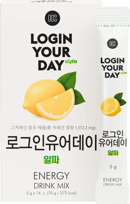 로그인유어데이 알파 고카페인 에너지파우더 분말스틱, 14개, 5g - 쿠팡