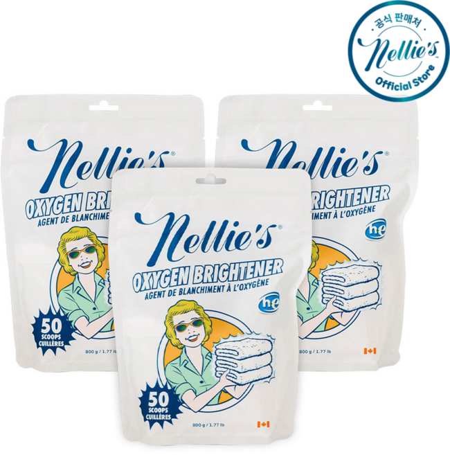 넬리 흰옷누런때 표백제 과탄산소다빨래 산소계표백제 분말형 (50회) 800gx3개 리필형, 800g