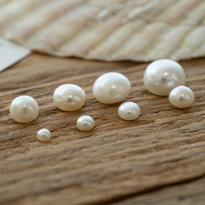 6A급 반구멍 천연 납작 담수진주 3mm-10mm 1알 HA1-7부자재 DIY 반지 팔찌 목걸이 만들기 재료, 7-7.5mm(1개)
