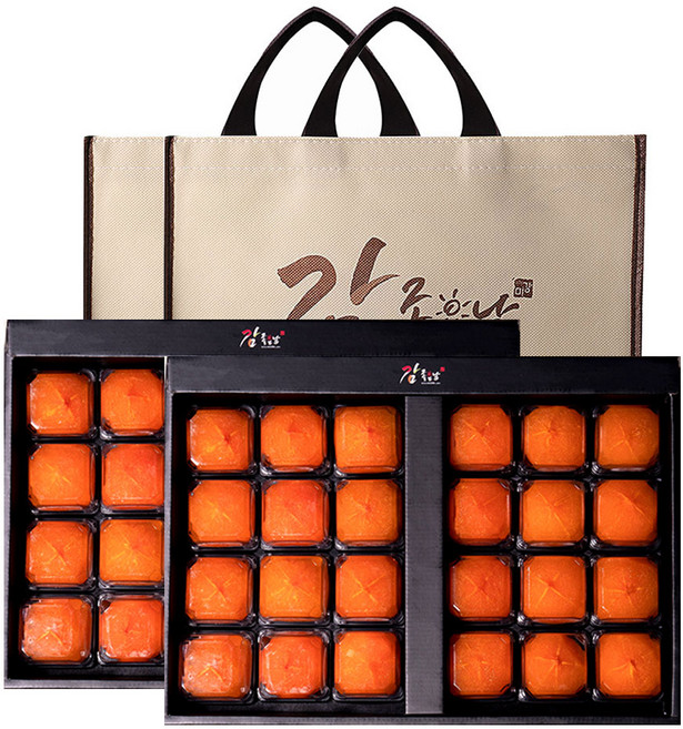 1+1 감좋은날 청도 반건시 곶감 선물세트+선물가방포함 20구 24구, 2박스, 청도반건시 (중자) 24구 60g내