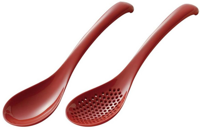 아케보노 다용도 렌게 스푼 세트 L, 레드, 1개, 스푼+펀칭스푼