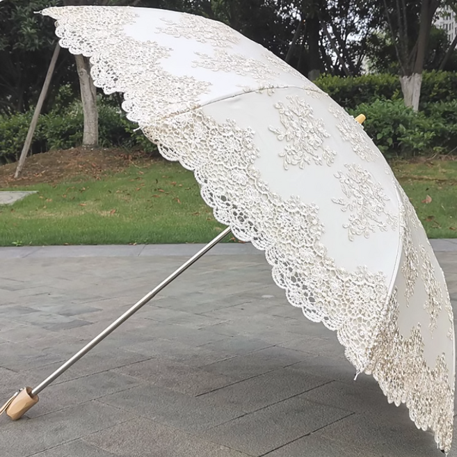 레이스 양산 일본 암막양산 태양 보호 우산 일반형 화이트2단