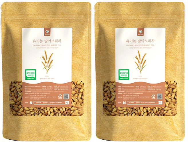 국산 볶은 유기농 발아보리차 저온로스팅 아기보리차 보리차, 600g, 2개, 1개입