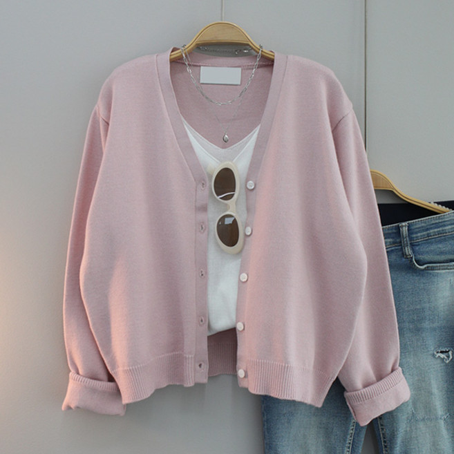 달콩 여성 스푼브이넥니트가디건 봄 가을 간절기 가디건