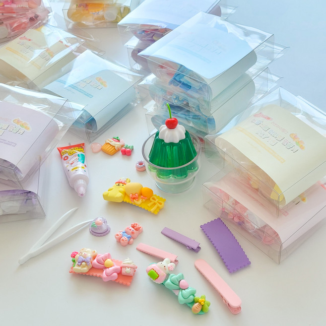 내맘대로 머리핀 만들기 키트 산리오 데코덴 파츠 세트 꾸미기 취미 방학 조카선물, 블루, 시나모롤