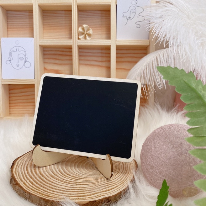 迷你小黑板附支架 10x7.5公分留言板 餐廳價格牌 拍照道具, 木質