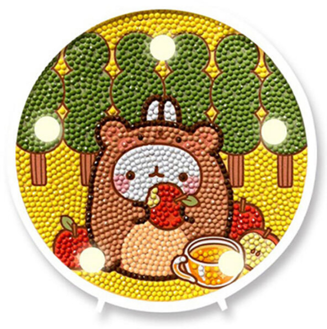 케이엠엘리 3D 동물친구들 무드등 만들기 보석십자수 키트 14.7 x 14.7 cm, 곰 몰랑이, 1세트