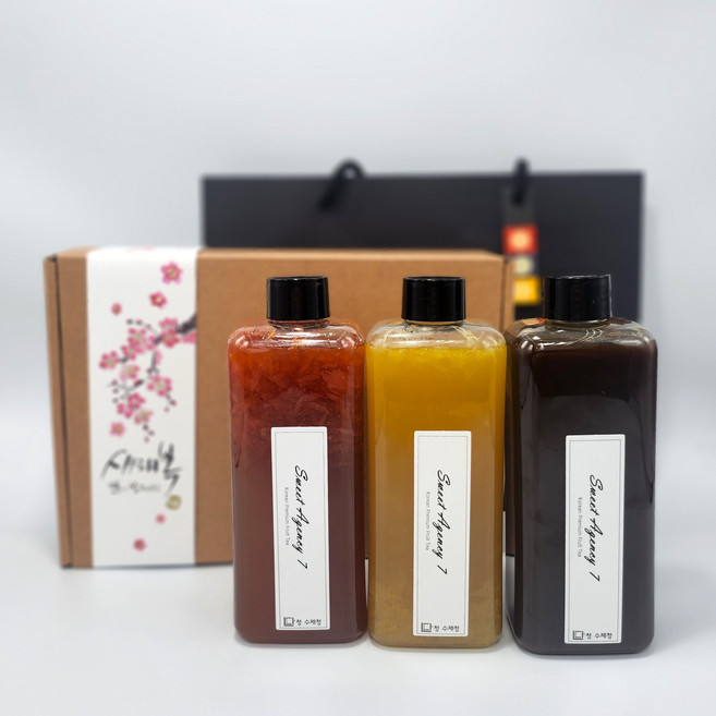 레몬청 딸기청 자몽청 생강청 수제청 과일청 선물세트 300ml 3병 단청수제청, 1세트, 생강+레몬+딸기