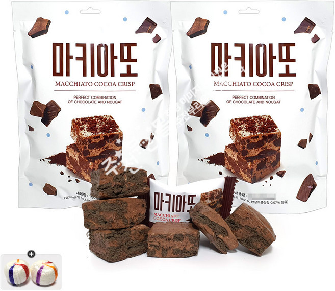 마키아또 코코아 누가 크리스피(80g) x 2봉+자색옥춘사탕 20g 세트, 1세트, 160g