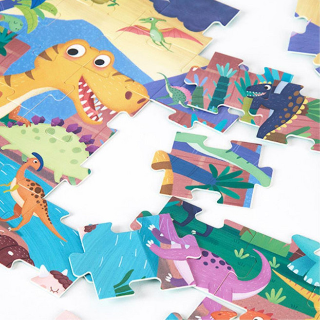 어린이 큰조각 공룡퍼즐 손잡이가방세트 호기심 유치원 유아발달