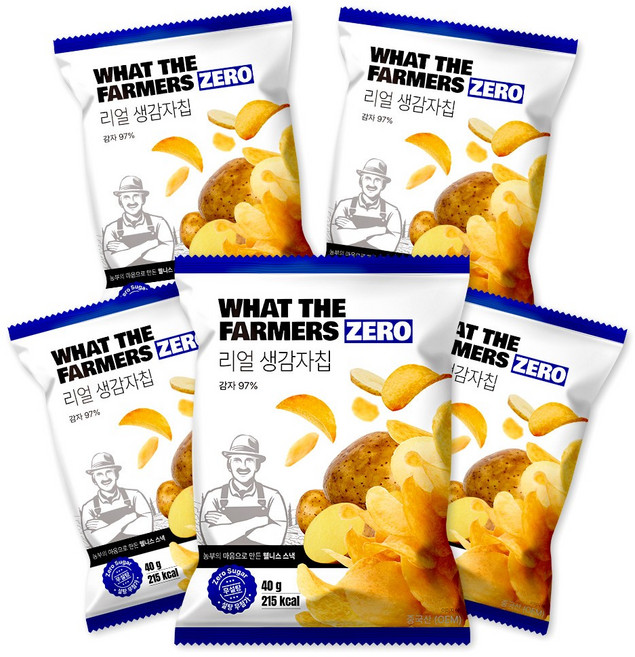 왓더파머스 무설탕 제로 과자 저당 간식 무가염 통 슬라이스 리얼 생감자칩, 5개, 40g