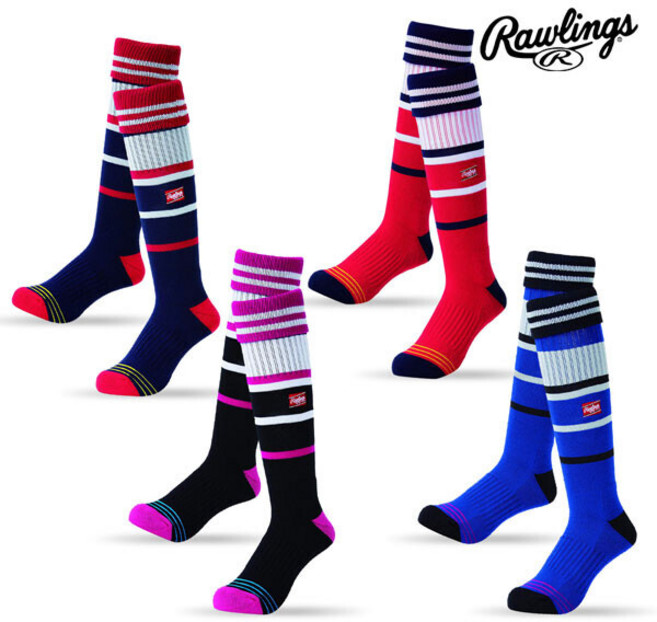 롤링스 베이스볼 양말 (LONG SOCKS) AAS9F01 성인 야구야말, RD/N(레드/네이비)