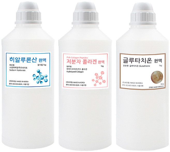 비오엠 히알루론산 원액 1kg + 콜라겐 원액 1kg + 글루타치온 원액 1kg 1+1+1, 3개