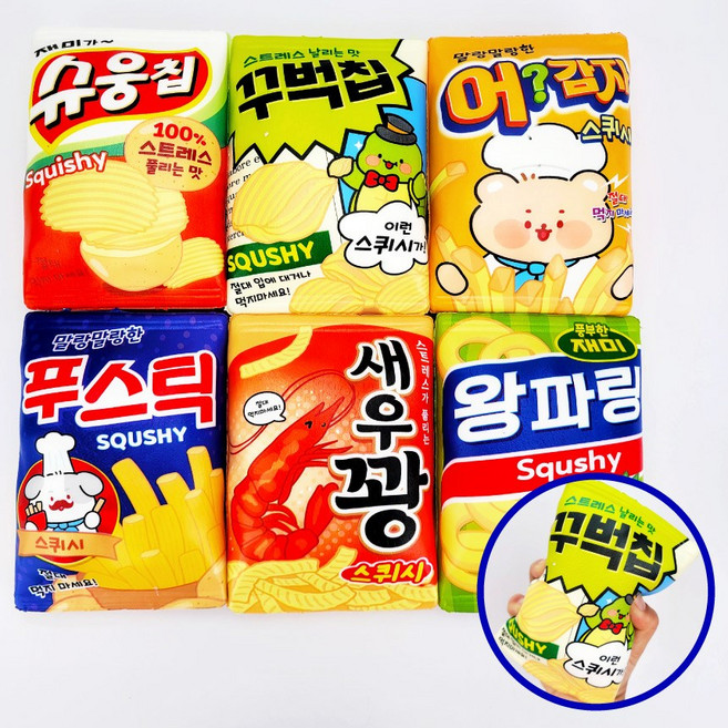 종합과자 패러디 스퀴시 6종 1세트 말랑이 3탄, 혼합, 1개