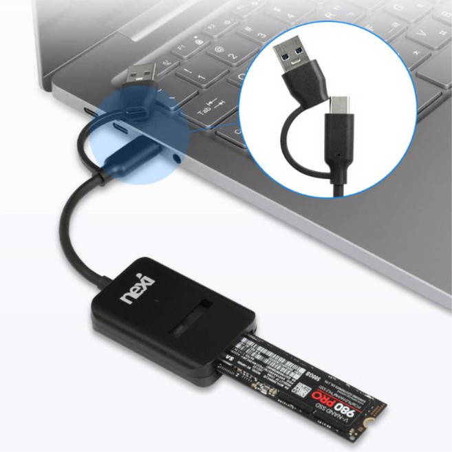 외장형 USB C타입 Gen2 to Nvme SATA M.2 SSD 도킹스테이션 하드 노트북 PC 컴퓨터 하드독 컨버터 리더기