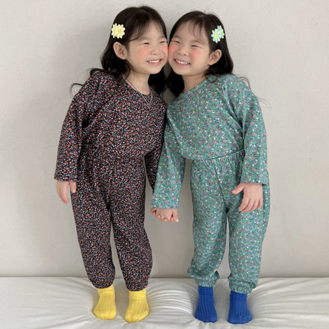 아이스토리키즈 국내산할미꽃 유아 간절기 아동 상하세트