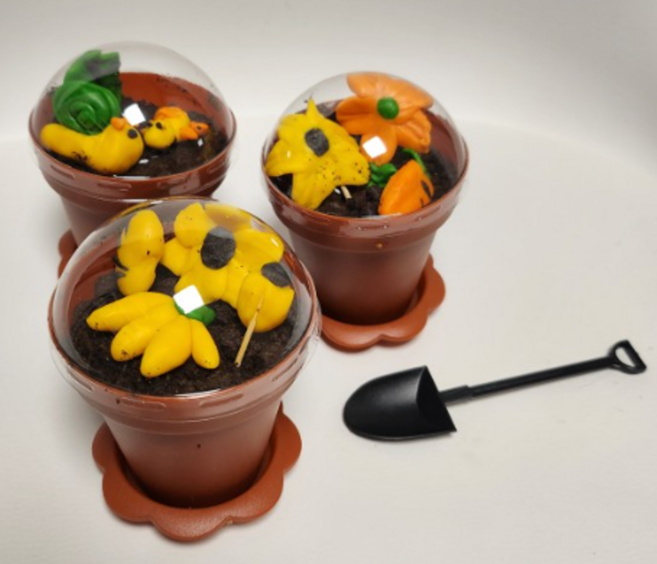 미니 화분컵 세트(컵+컵받침+뚜껑+숟가락), 20개, 갈색