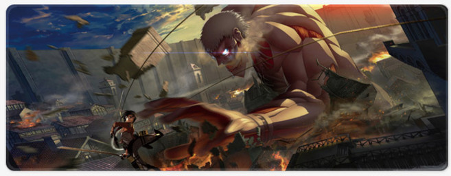 진격의거인 애니 가챠 마우스장패드 L 2XL 데스크매트, 06 진격의거인 L(800x300x4mm), 1개