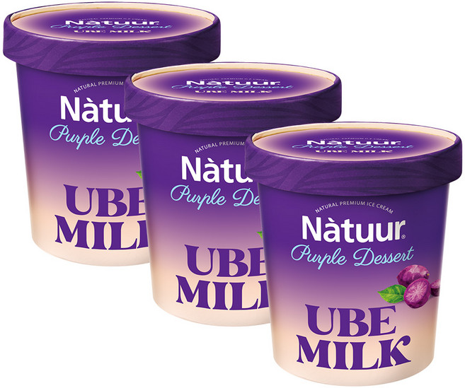 나뚜루 UBE 우베밀크 파인트 아이스크림, 3개, 430ml