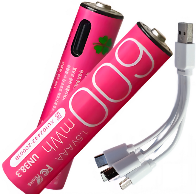 클로버 가정용 다용도 C타입 충전식 안전 건전지aaa 충전 케이블선 포함, 1개, 4개입